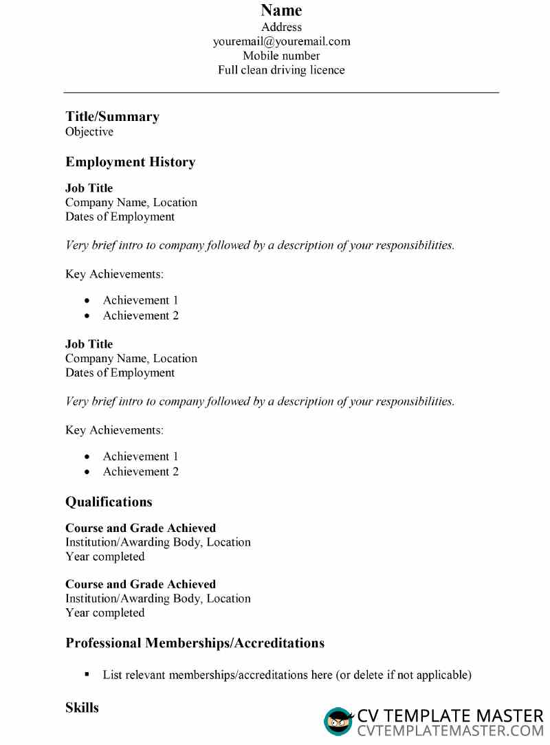 Detail Template Cv Word Simple Nomer 3