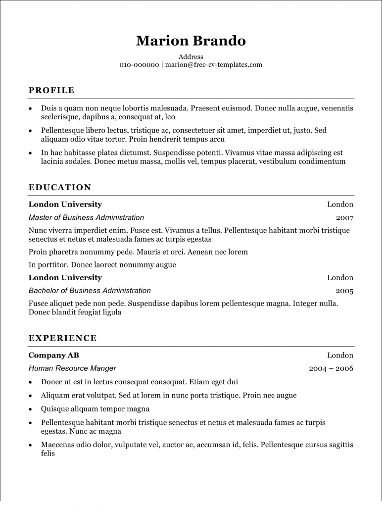 Detail Template Cv Word Simple Nomer 46