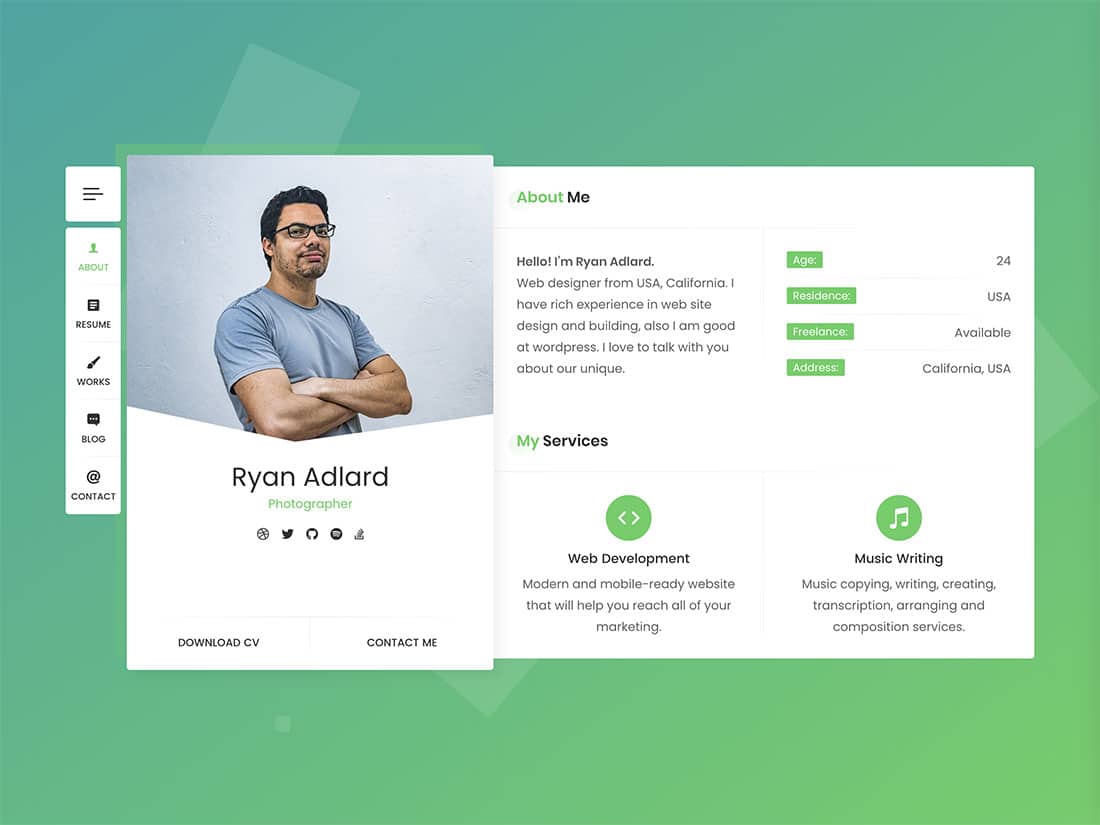 Detail Template Cv Wordpress Nomer 4