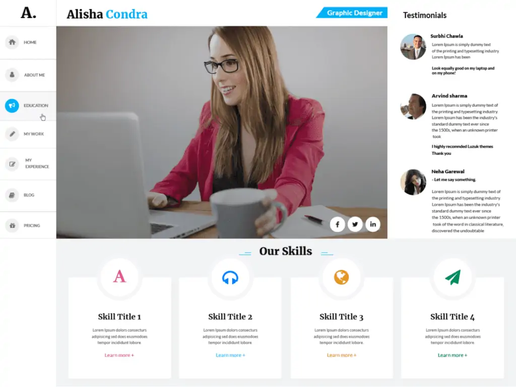 Detail Template Cv Wordpress Nomer 27