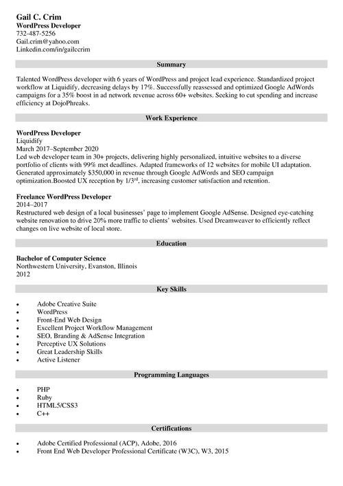 Detail Template Cv Wordpress Nomer 32