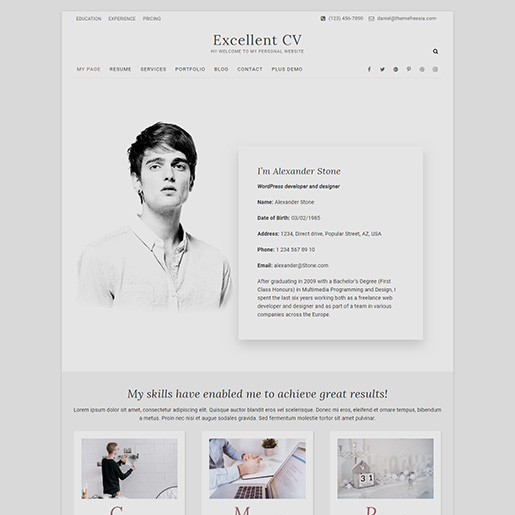 Detail Template Cv Wordpress Nomer 45