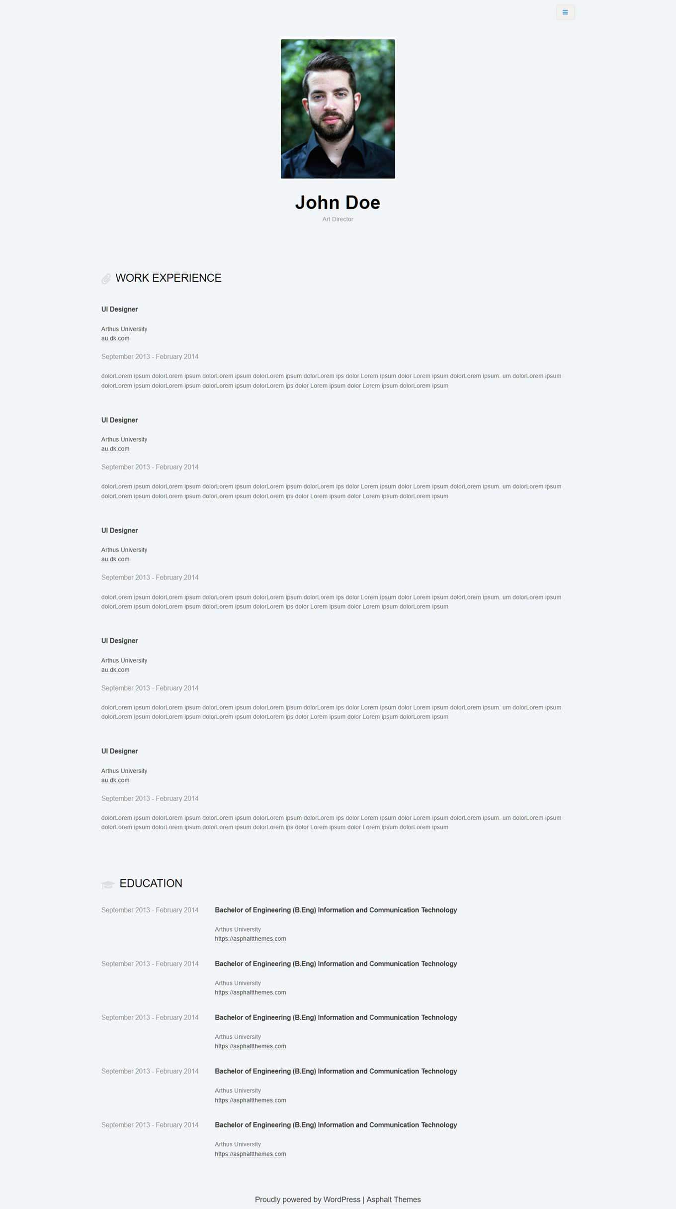 Detail Template Cv Wordpress Nomer 47