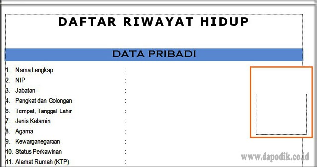 Detail Template Daftar Riwayat Hidup Nomer 28