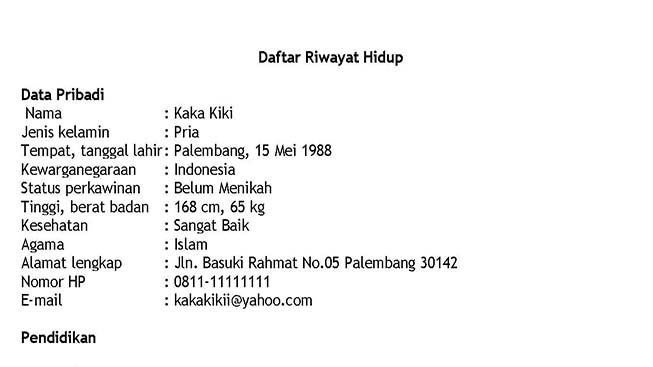 Detail Template Daftar Riwayat Hidup Nomer 47