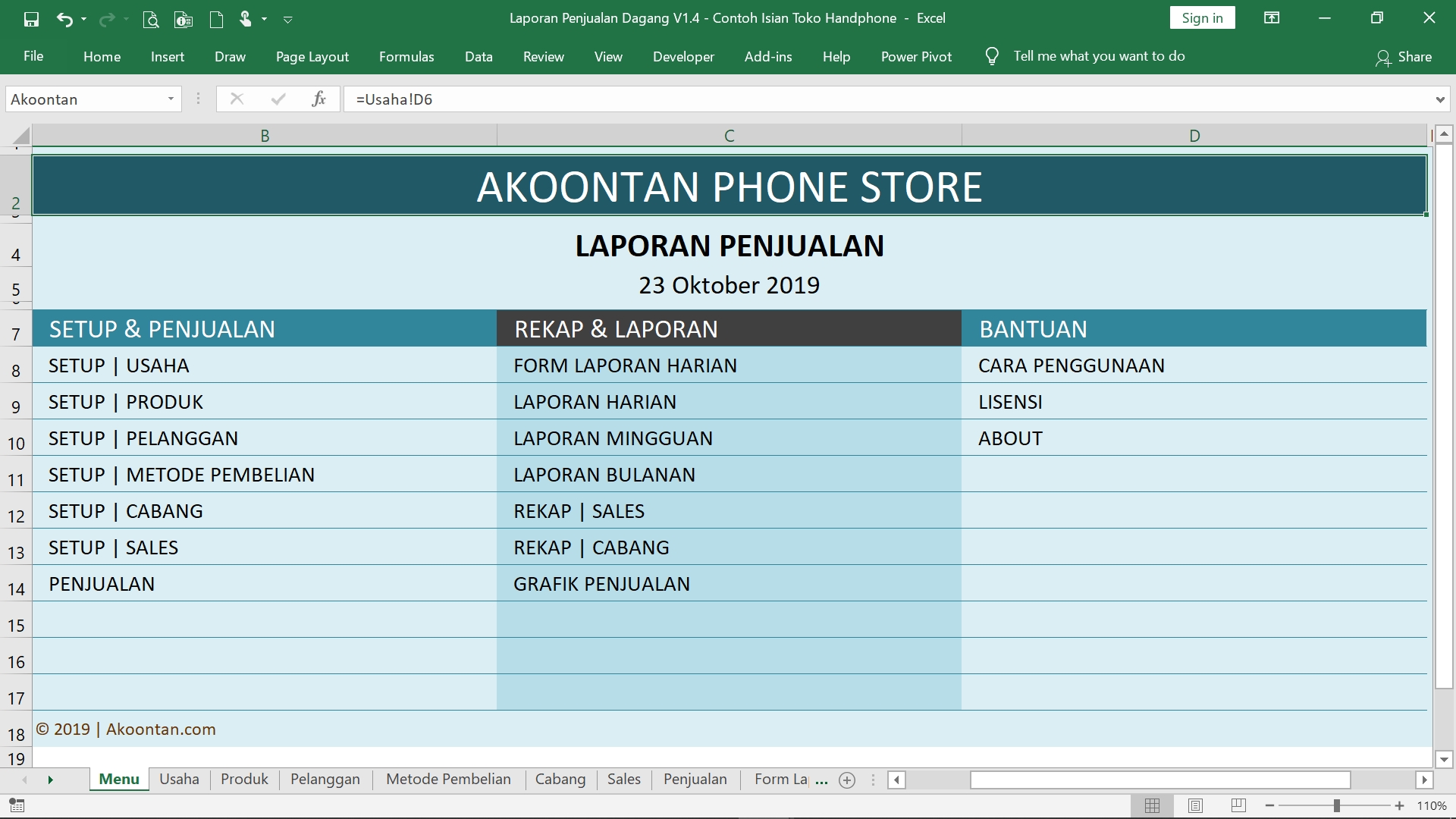 Detail Template Excel Penjualan Nomer 13