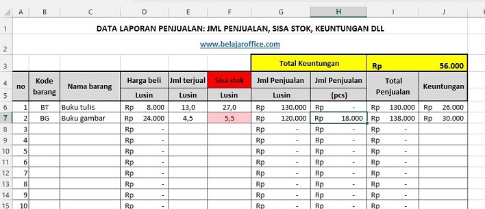Detail Template Excel Stok Barang Nomer 20