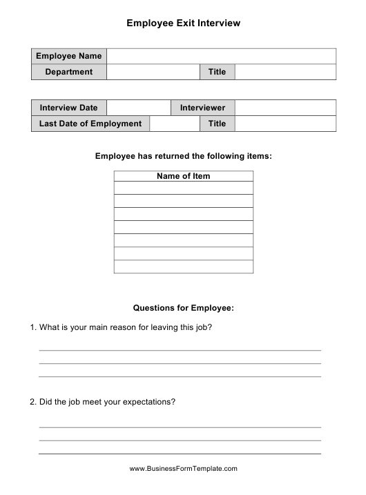 Detail Template Exit Interview Form Nomer 17