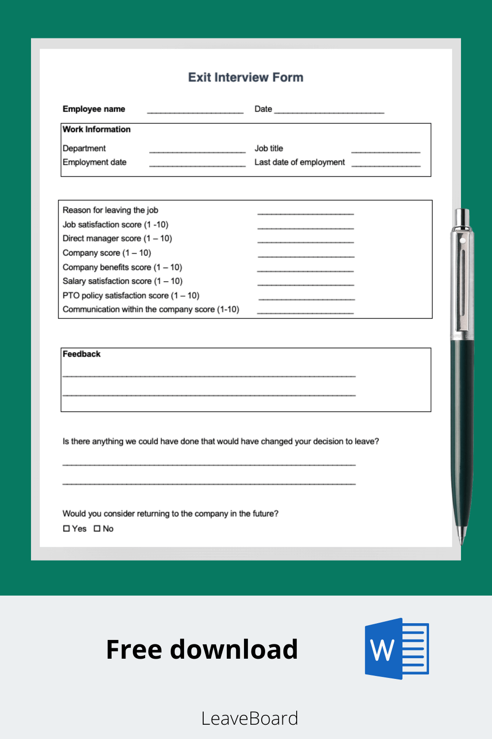 Detail Template Exit Interview Form Nomer 20