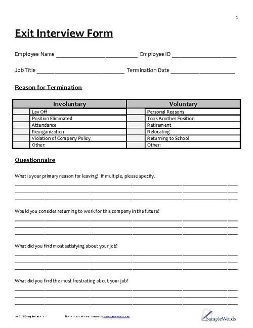 Detail Template Exit Interview Form Nomer 4