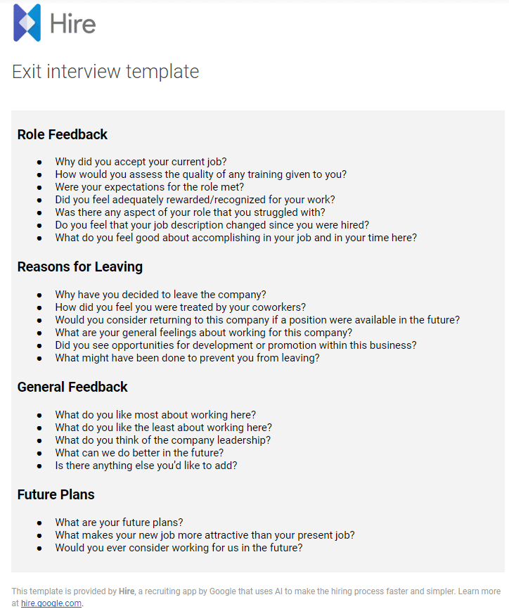 Detail Template Exit Interview Form Nomer 30