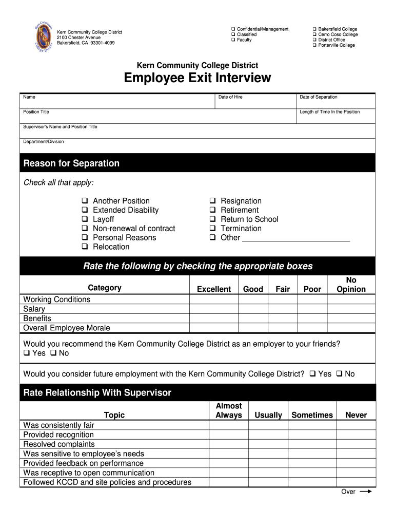 Detail Template Exit Interview Form Nomer 34