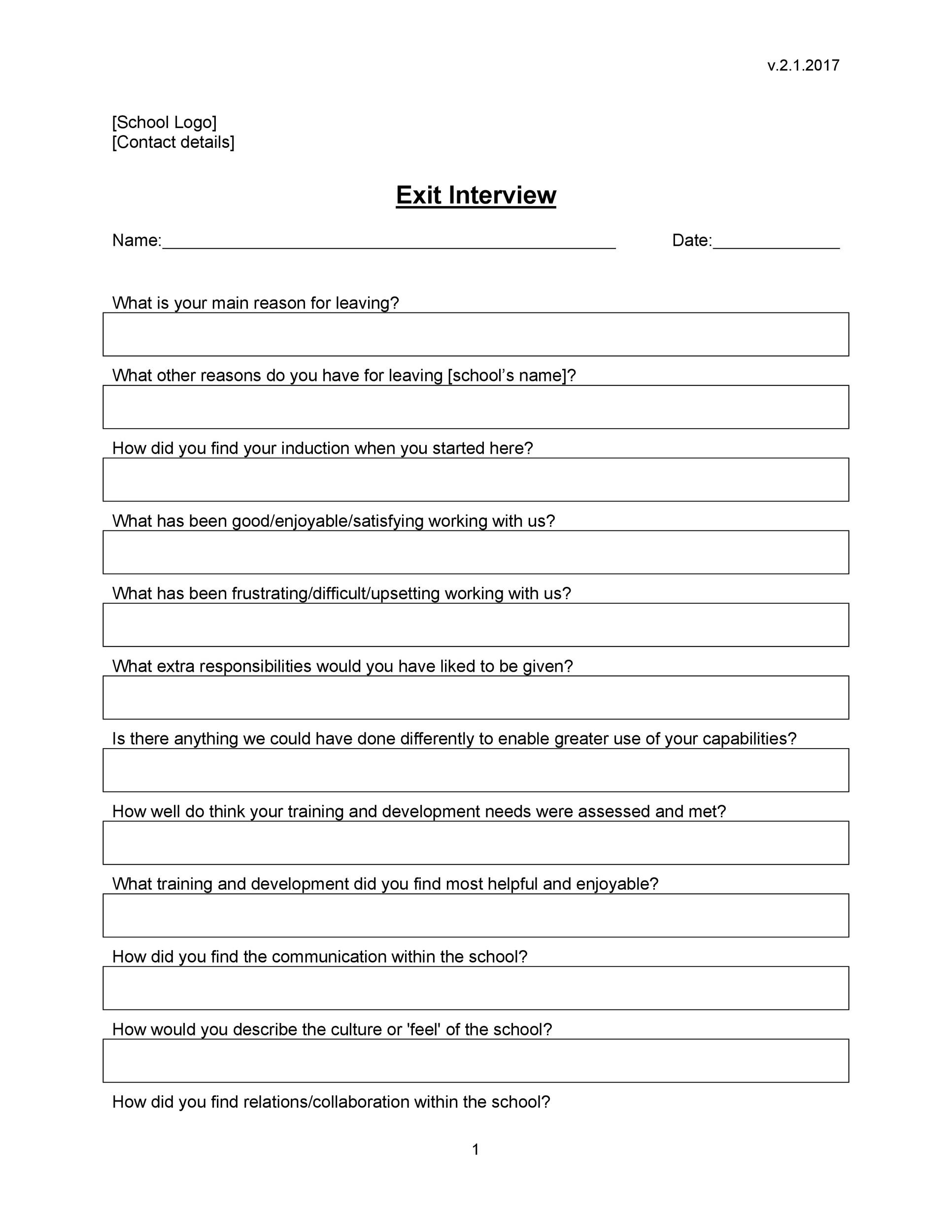 Detail Template Exit Interview Form Nomer 5