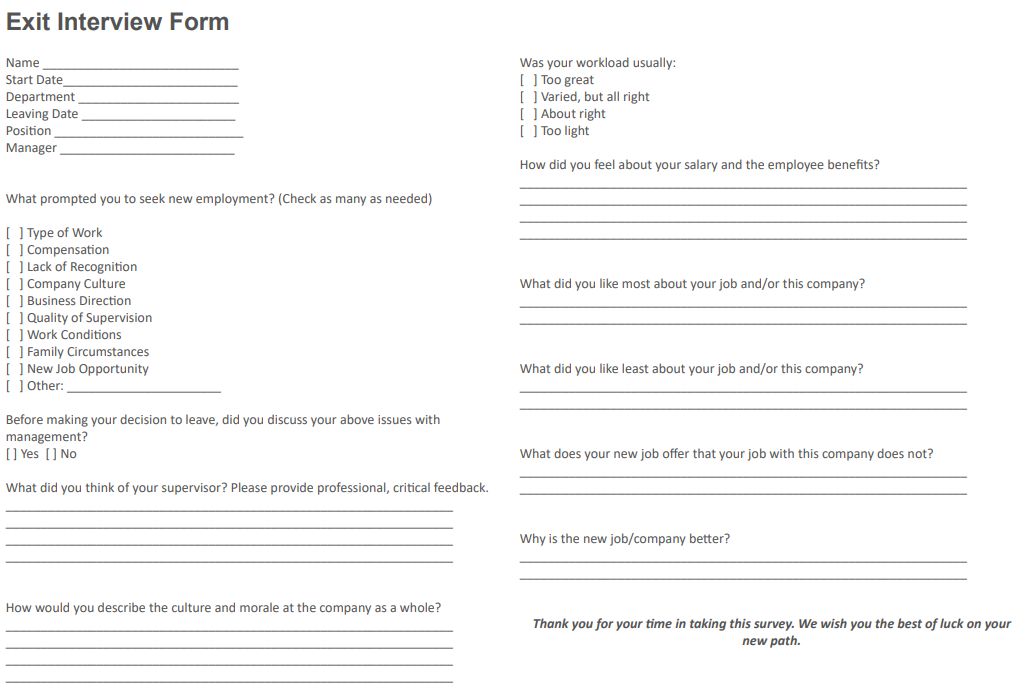 Detail Template Exit Interview Form Nomer 39