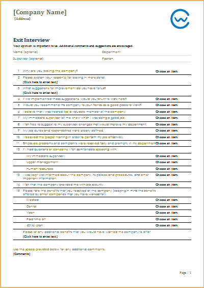 Detail Template Exit Interview Form Nomer 40