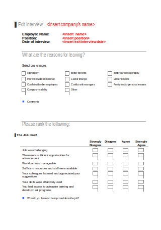 Detail Template Exit Interview Form Nomer 41