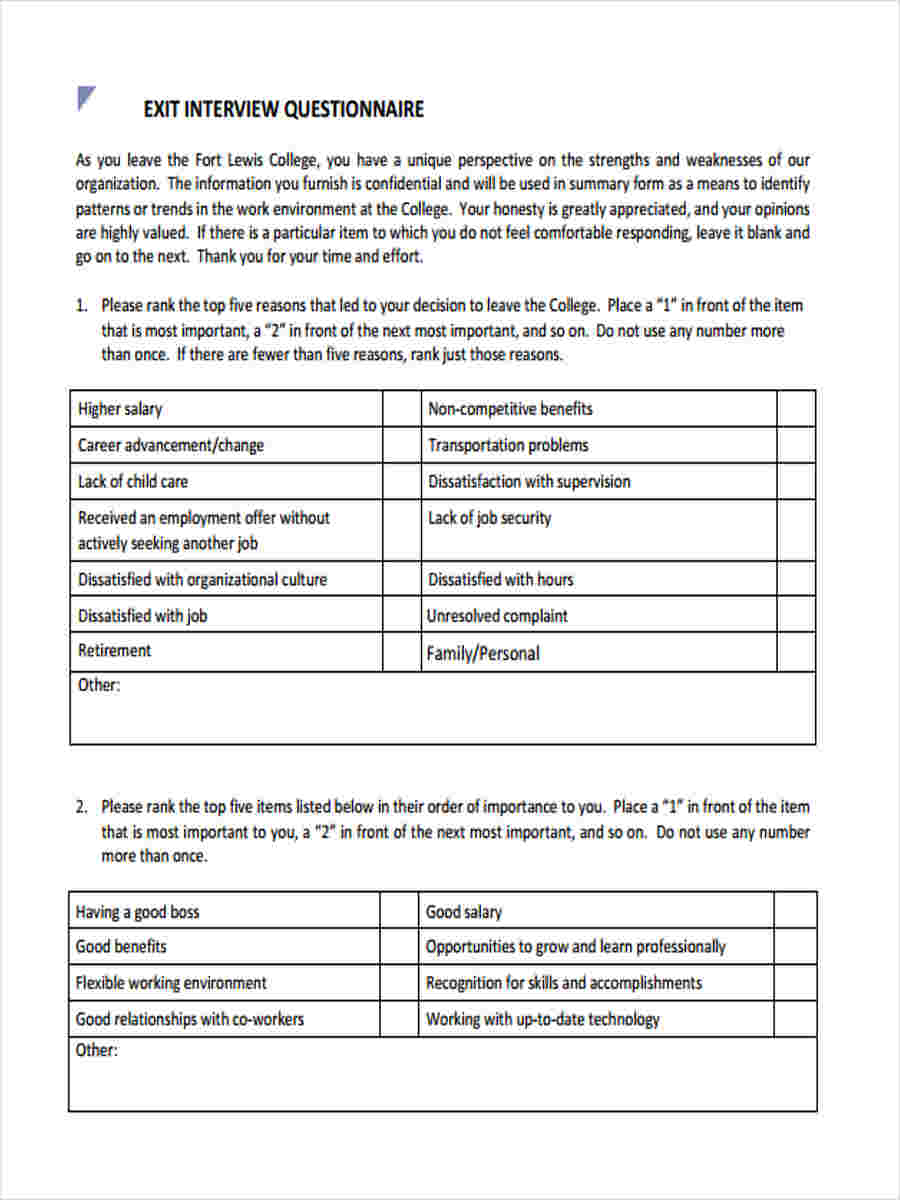 Detail Template Exit Interview Form Nomer 44