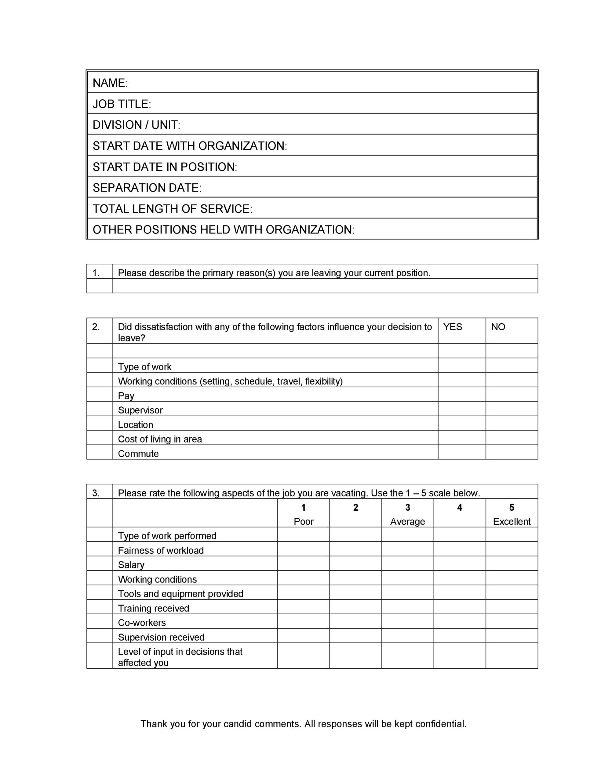 Detail Template Exit Interview Form Nomer 9