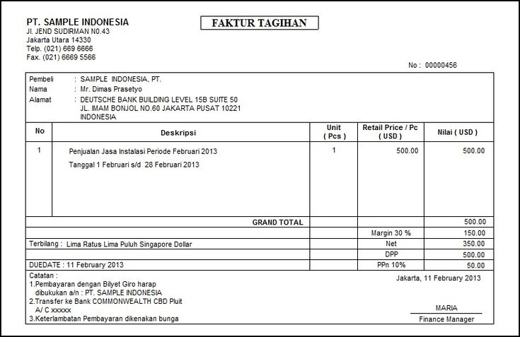 Detail Template Faktur Penjualan Nomer 12