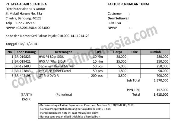 Detail Template Faktur Penjualan Nomer 21