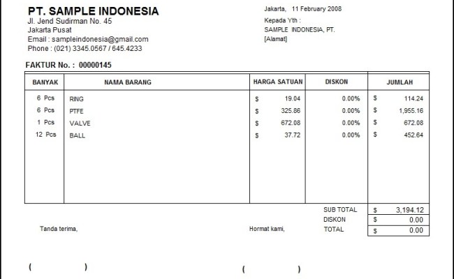 Detail Template Faktur Penjualan Nomer 45