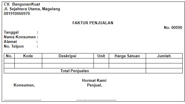 Detail Template Faktur Penjualan Nomer 46