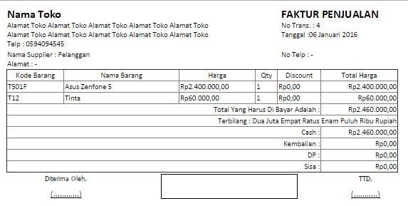 Detail Template Faktur Penjualan Nomer 47