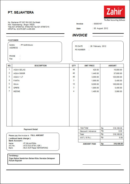 Detail Template Faktur Penjualan Nomer 50