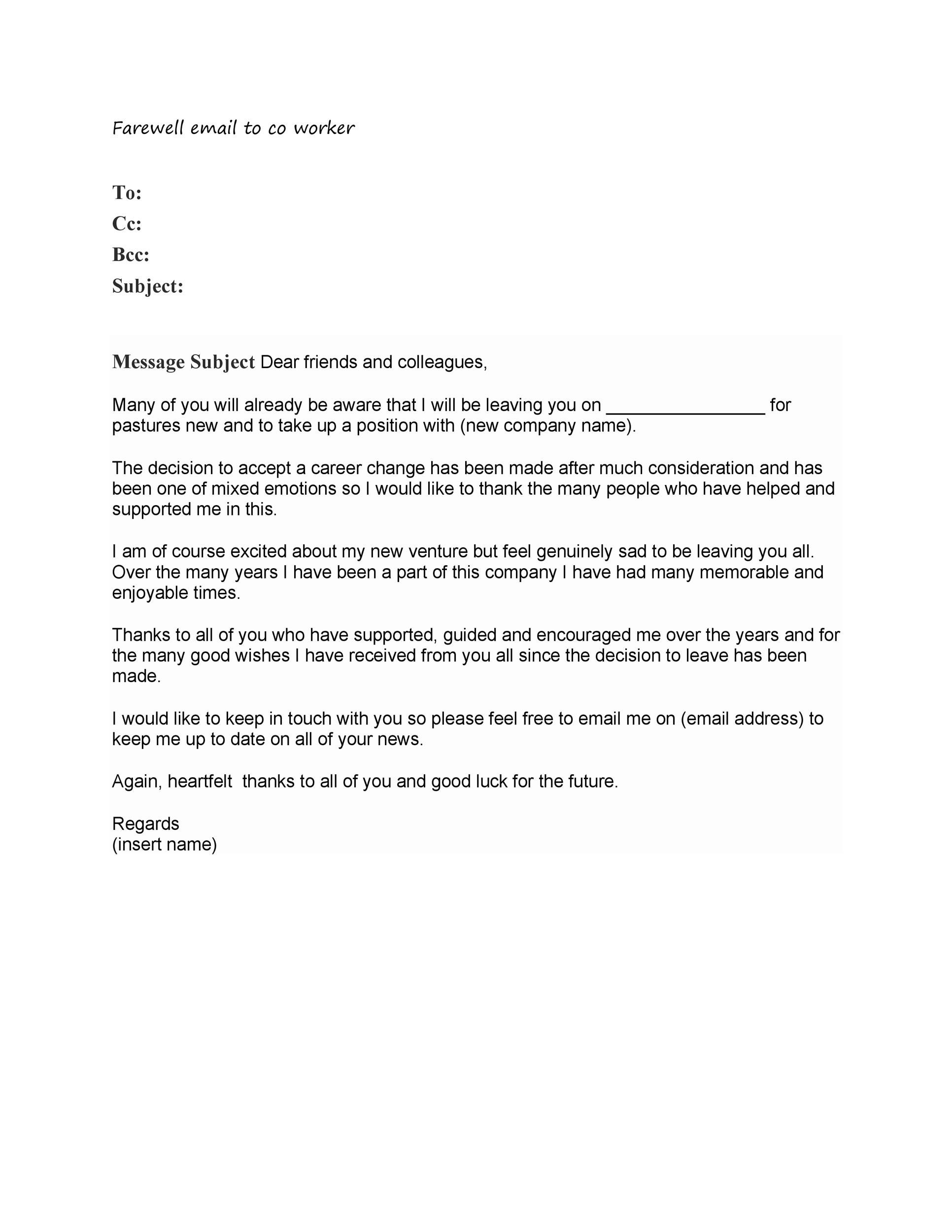 Template Farewell Email To Colleagues - KibrisPDR