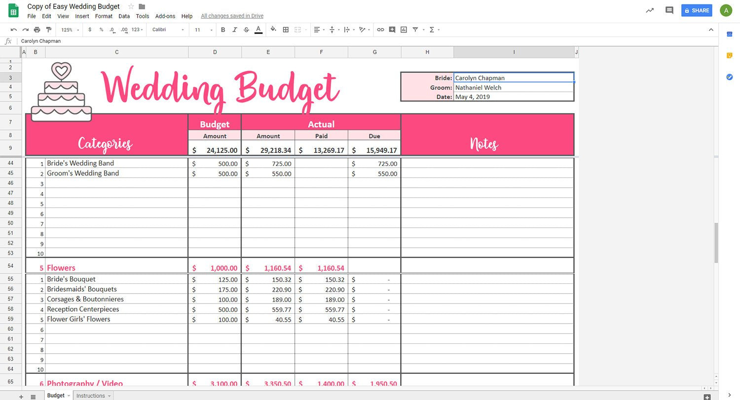 Detail Template Google Sheet Budget Nomer 40