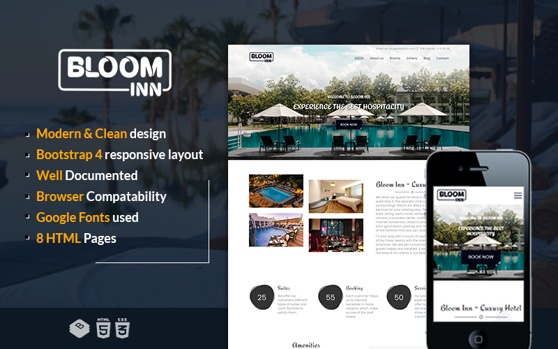 Detail Template Hotel Bootstrap 4 Nomer 50