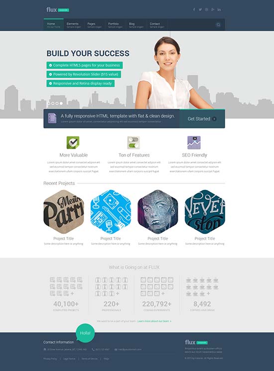 Detail Template Html Flat Design Nomer 6