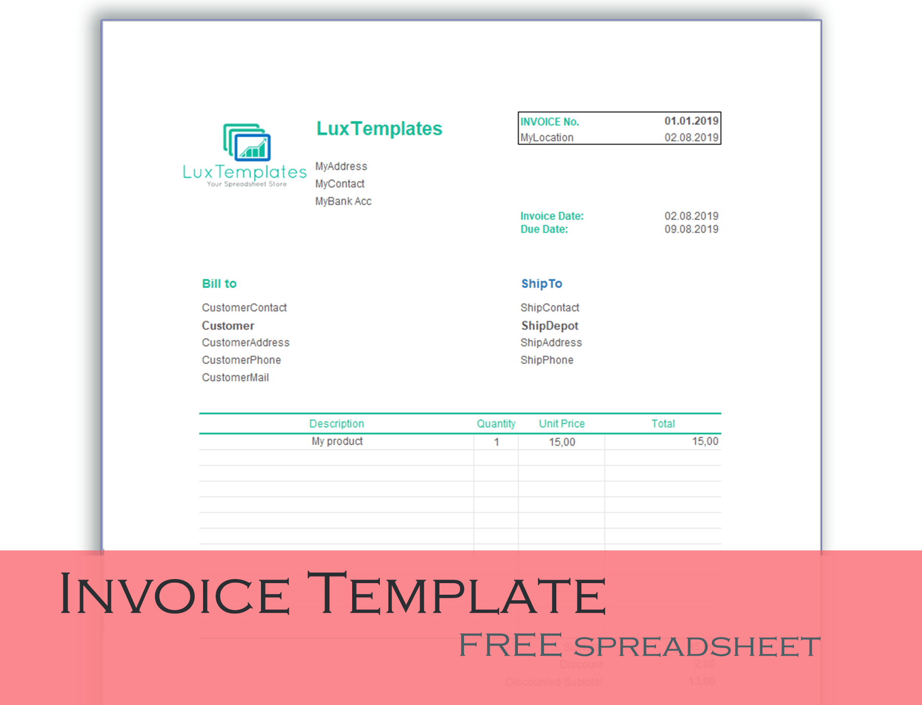 Detail Template Invoice Excel Gratis Nomer 25