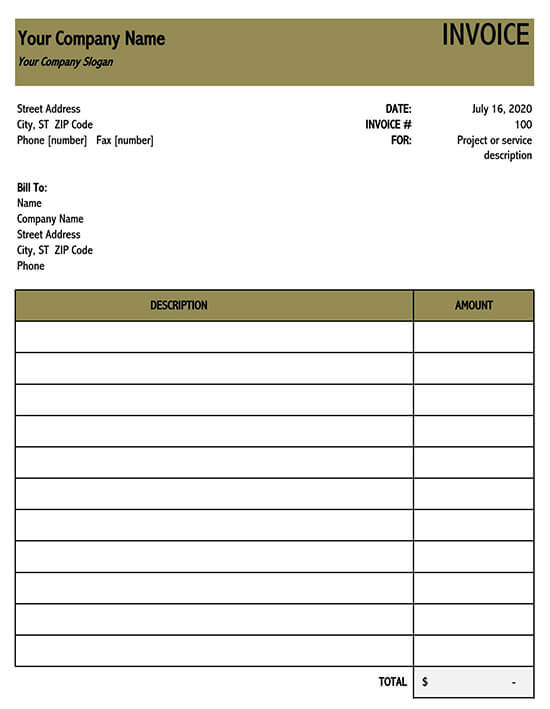 Detail Template Invoice Excel Gratis Nomer 49