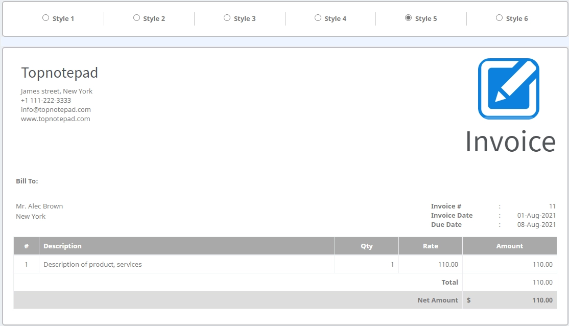 Detail Template Invoice Online Nomer 47