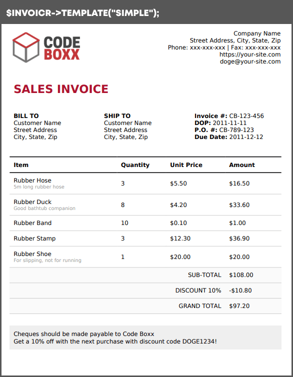 Detail Template Invoice Php Nomer 26