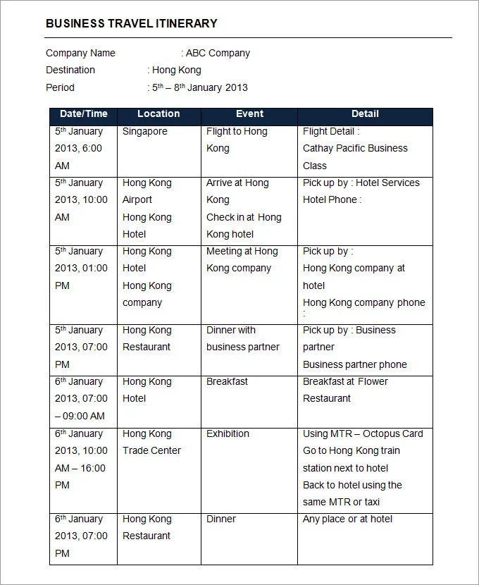 Detail Template Itinerary Travel Nomer 25