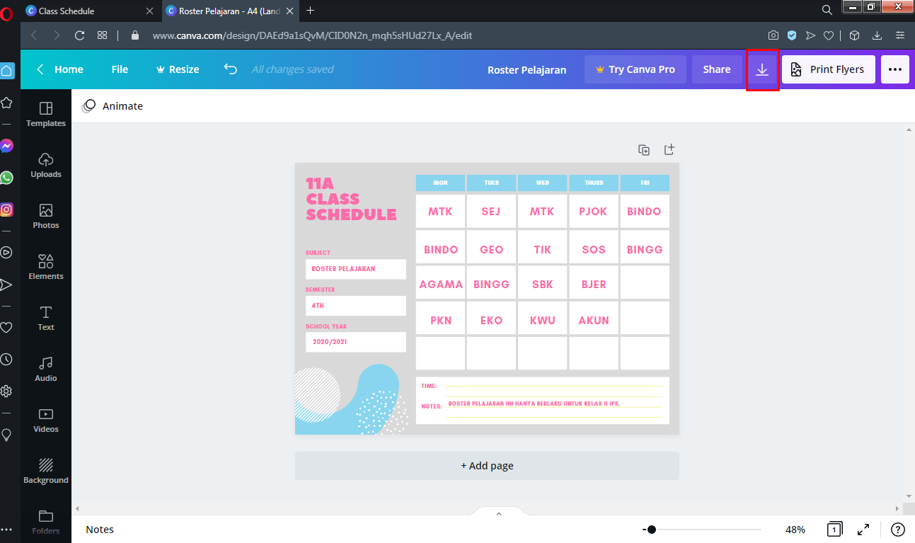 Detail Template Jadwal Pelajaran Siap Pakai Nomer 19