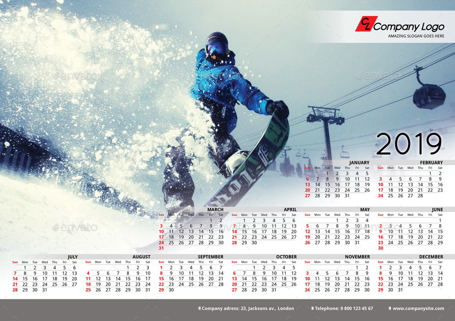 Detail Template Kalender 2019 Psd Gratis Nomer 41