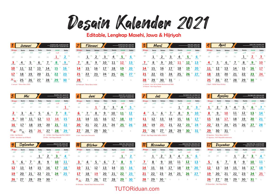 Detail Template Kalender 2021 Cdr Koleksi Nomer 2
