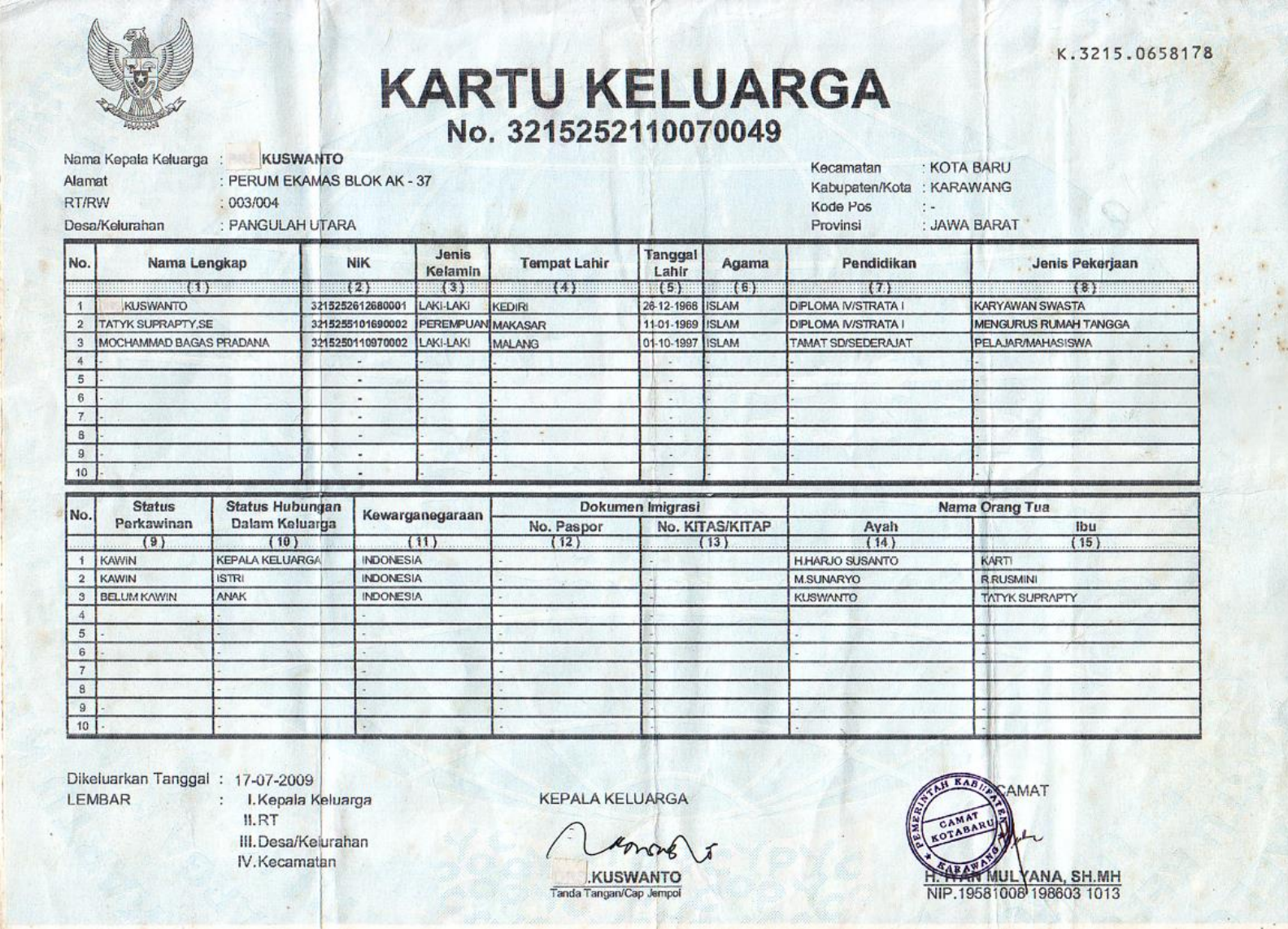 Detail Template Kartu Keluarga Nomer 4