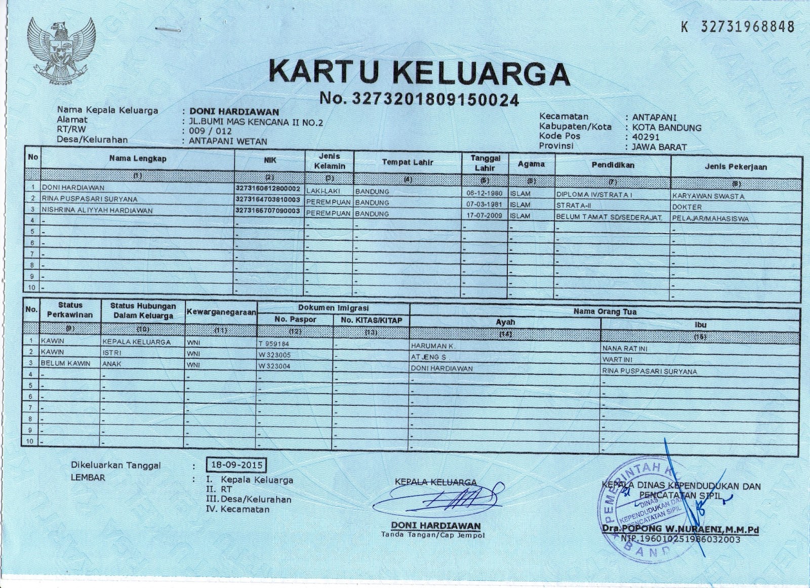 Detail Template Kartu Keluarga Nomer 5