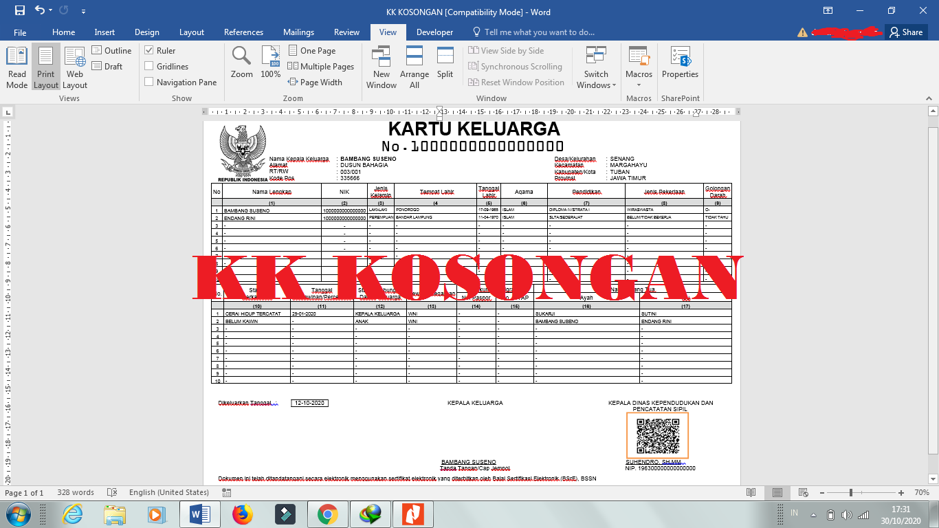 Detail Template Kartu Keluarga Nomer 9