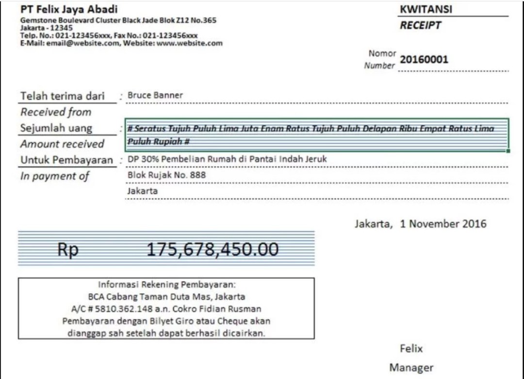 Detail Template Kwitansi Excel Nomer 24