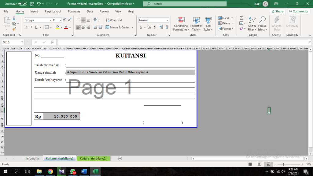 Detail Template Kwitansi Excel Nomer 43
