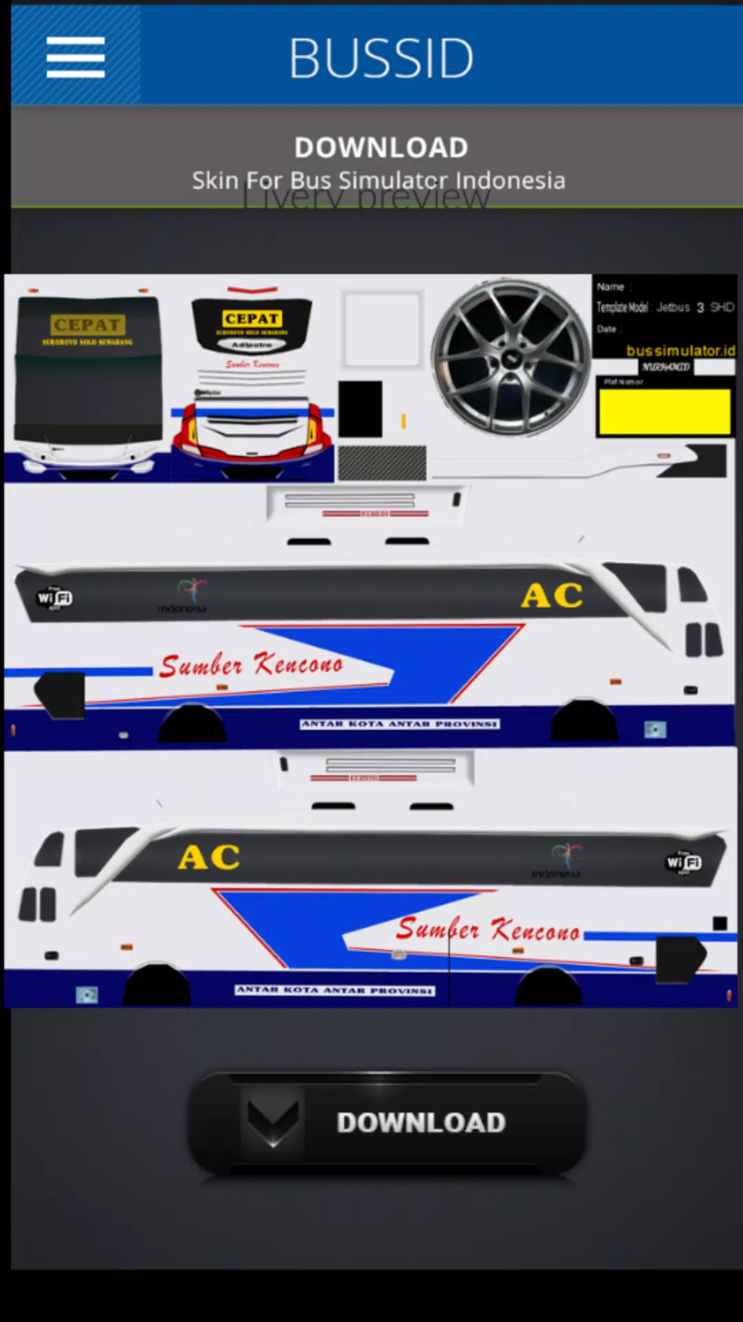 Detail Template Livery Bus Simulator Indonesia Nomer 16