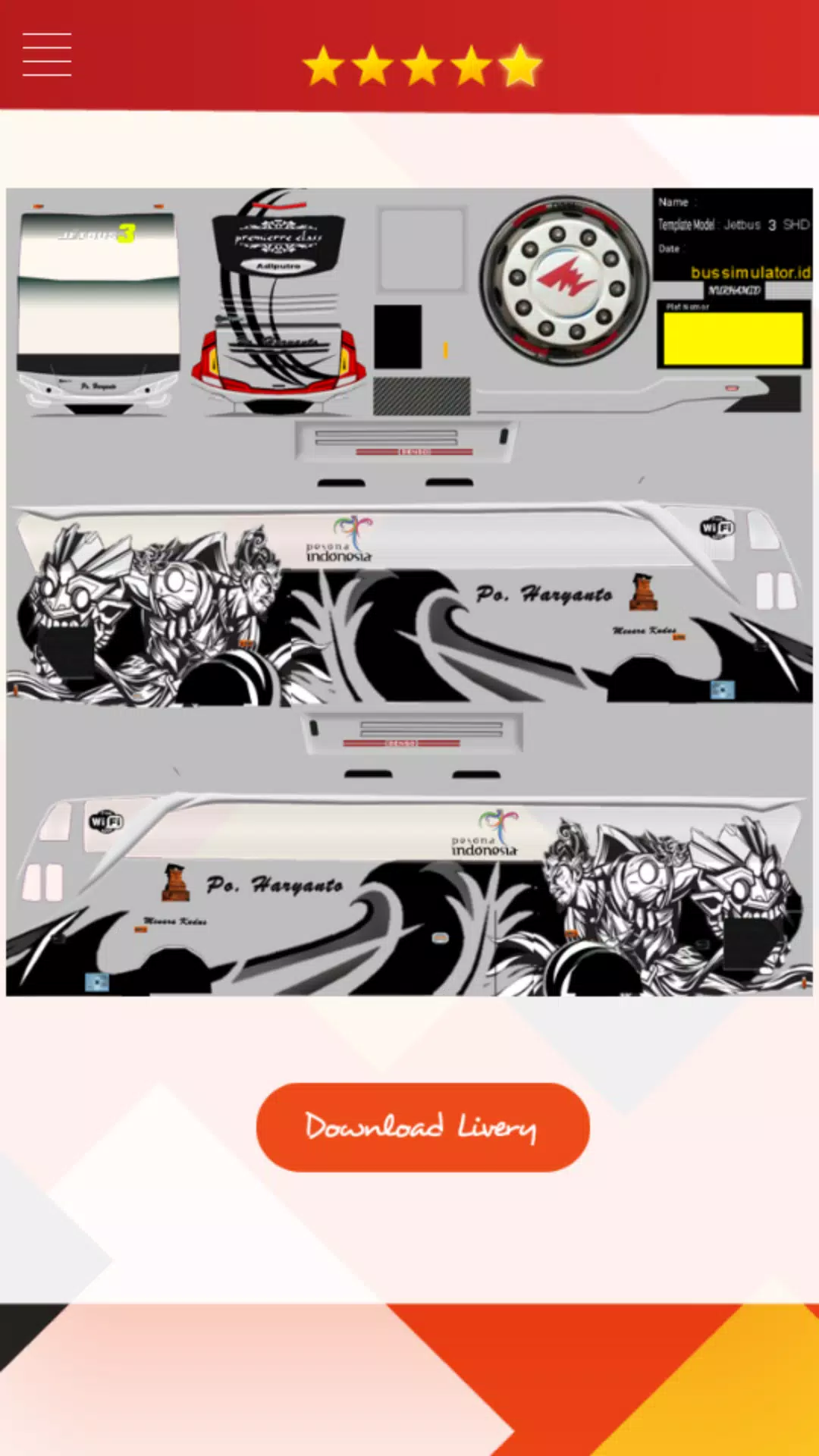 Detail Template Livery For Jetbus Shd Nomer 23