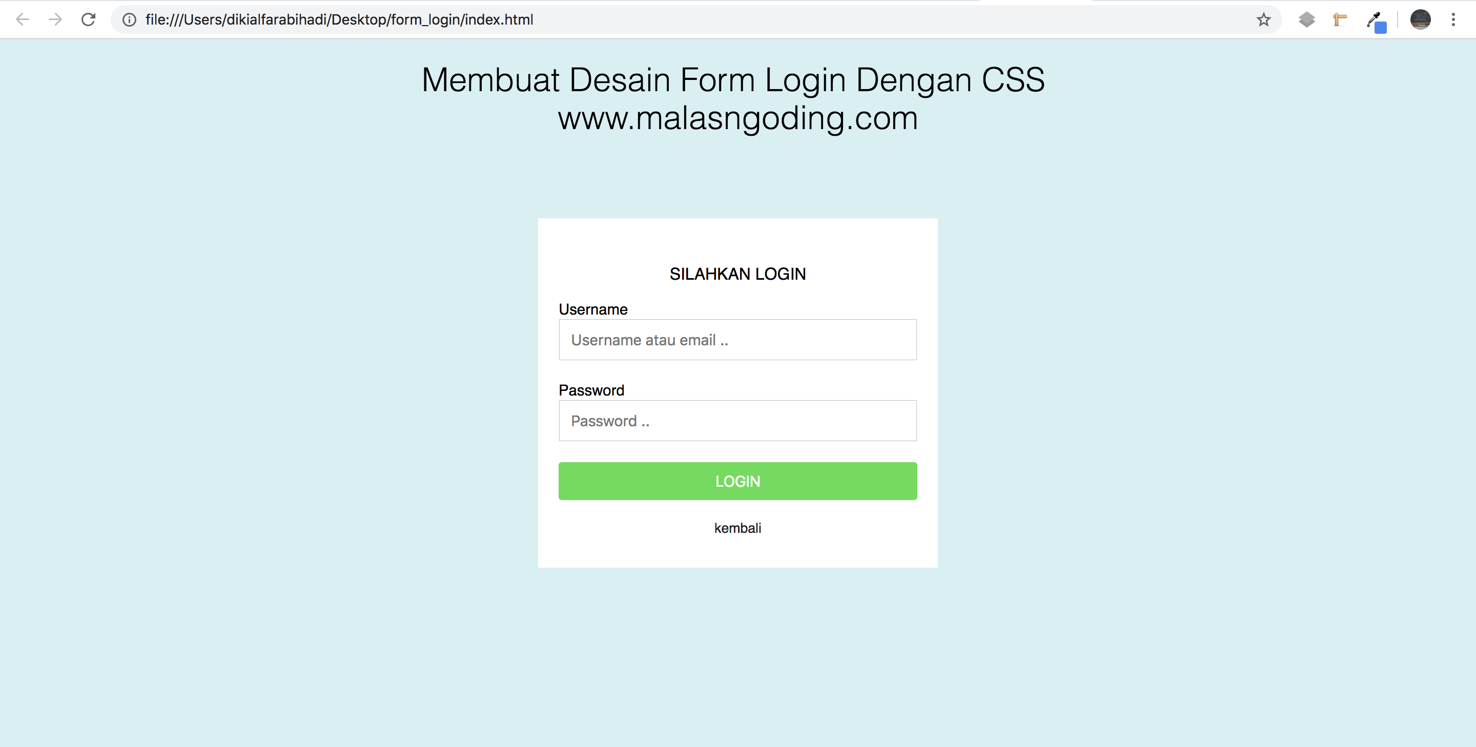 Template Login Sederhana - KibrisPDR