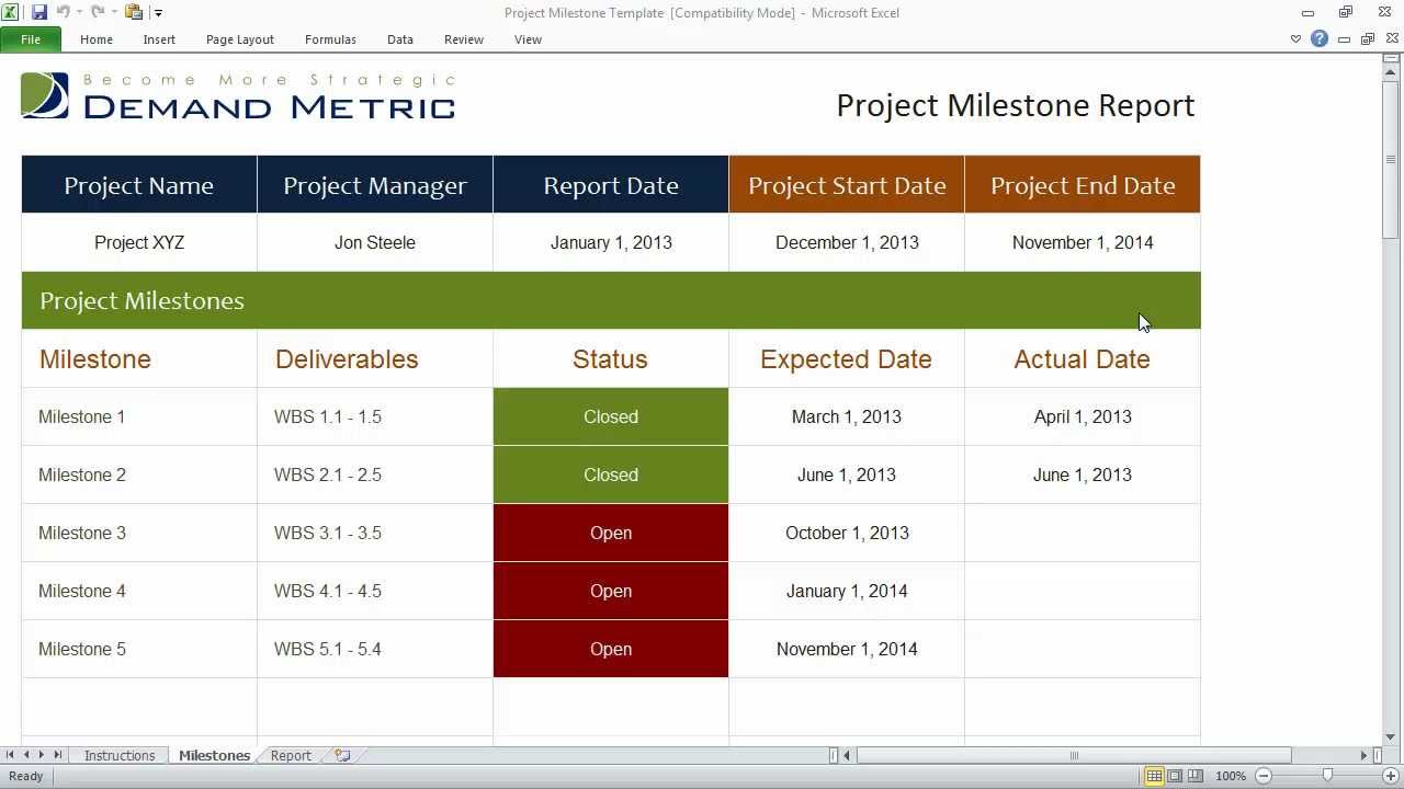 Detail Template Milestone Excel Nomer 36