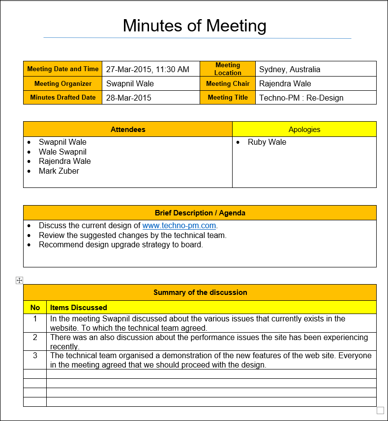 Detail Template Mom Meeting Excel Nomer 4